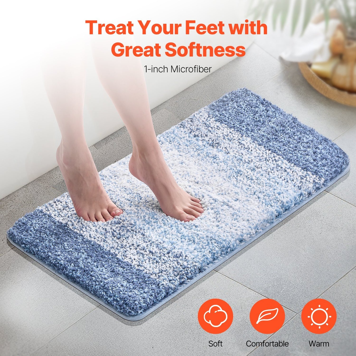Soft-touch bath rug in front of shower room

